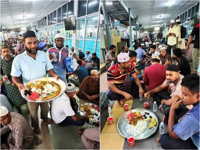 Bangladeshi people work together to organize Dhaka-style iftar